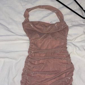 Oh polly ruched pink sparkly body on dress